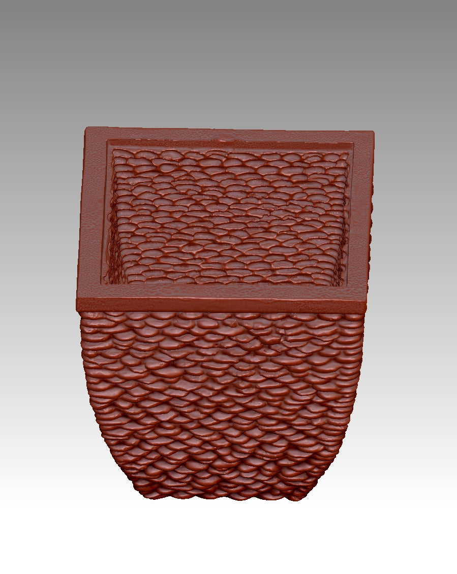 3D model of textured zisha flowerpot