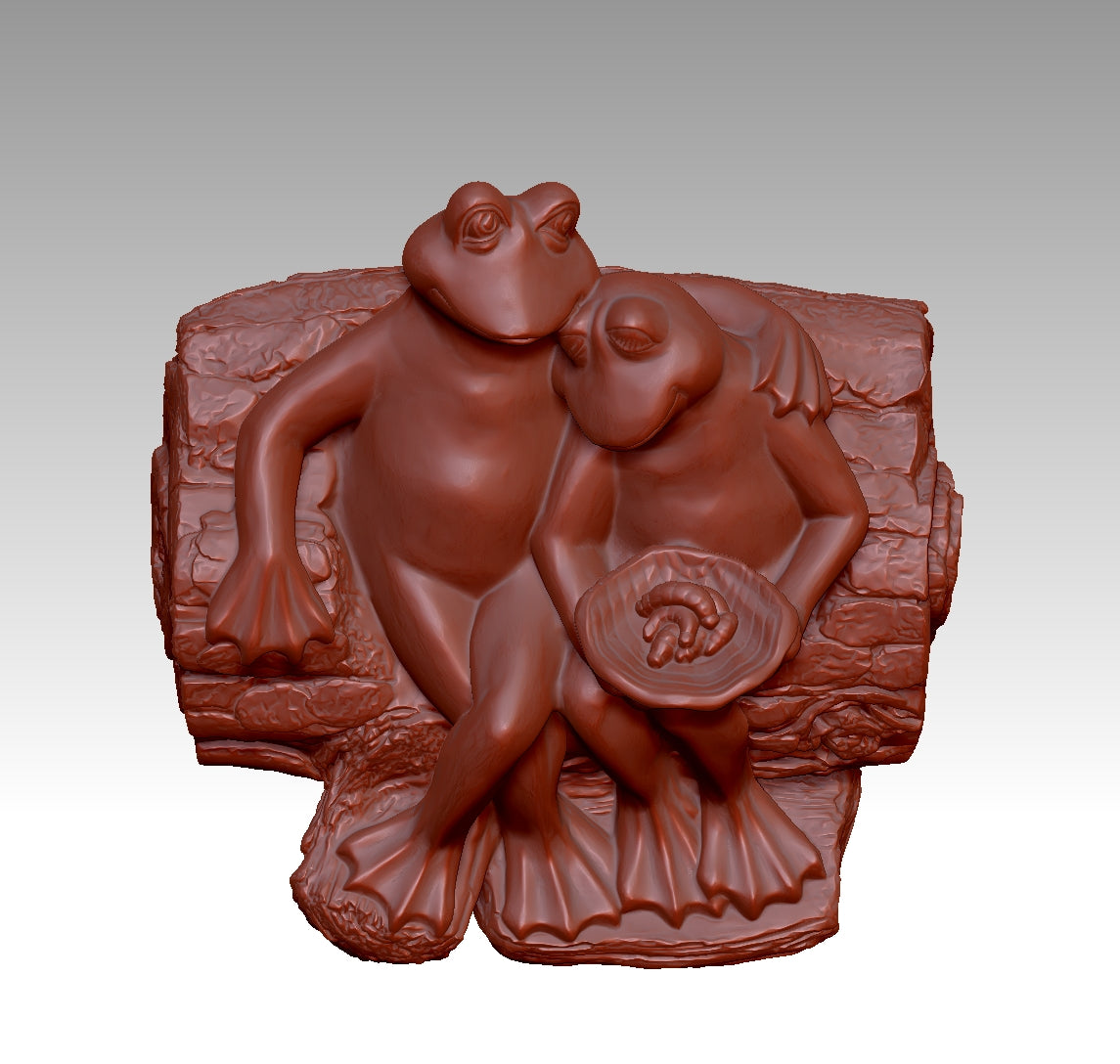 Cute and Fun Double Frog 3D Model
