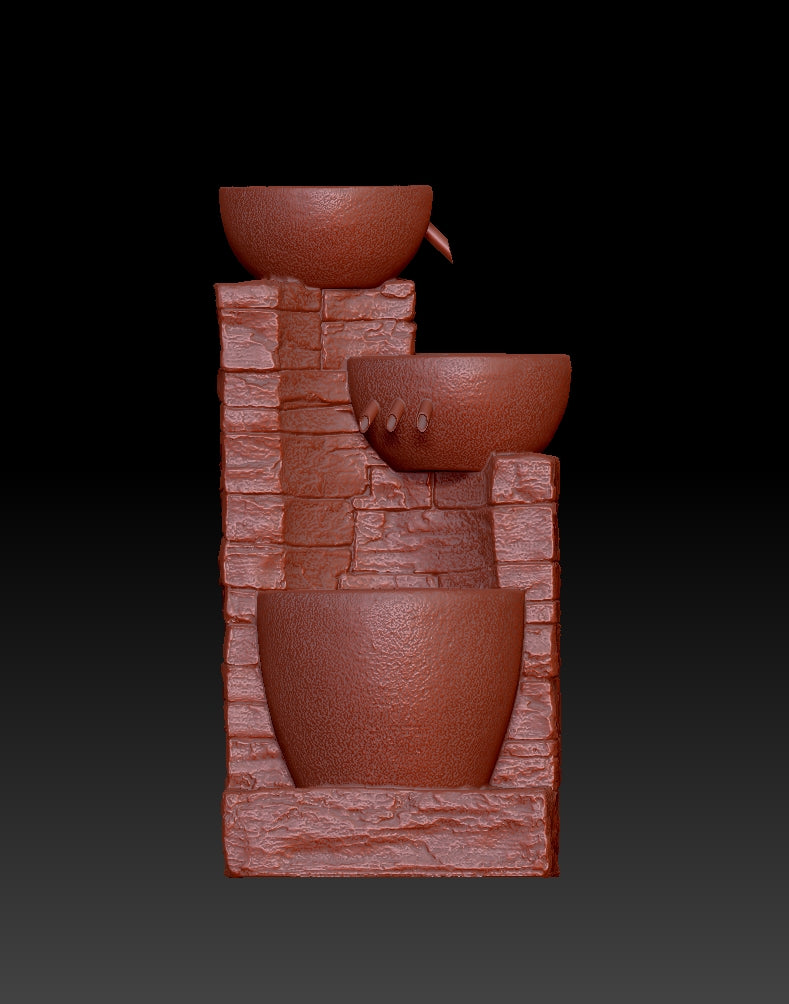 Three-tiered flowing water landscape