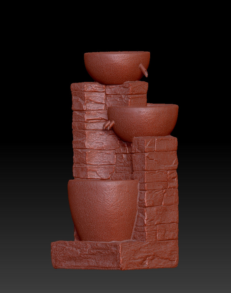 Three-tiered flowing water landscape