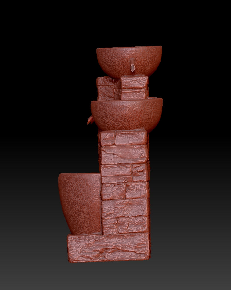 Three-tiered flowing water landscape