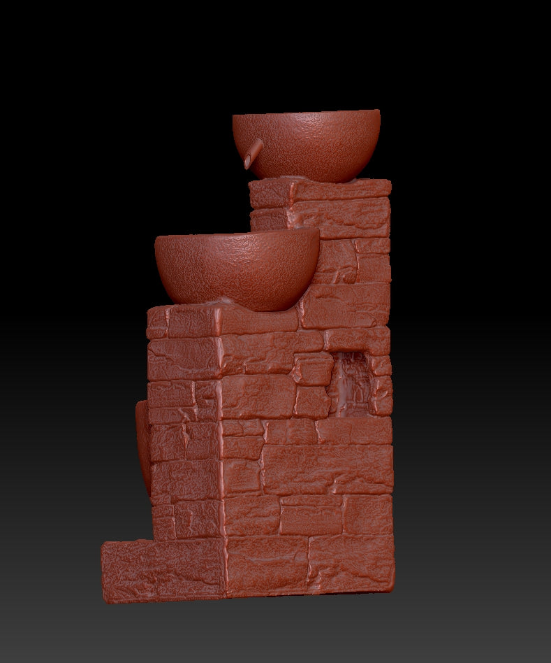 Three-tiered flowing water landscape