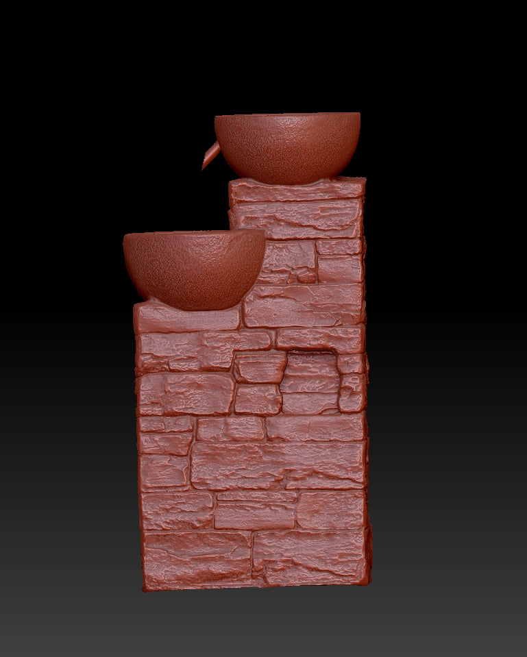 Three-tiered flowing water landscape