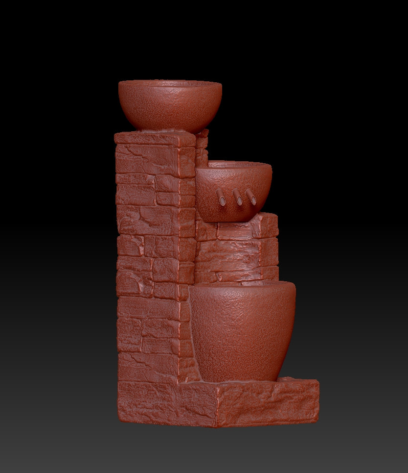 Three-tiered flowing water landscape