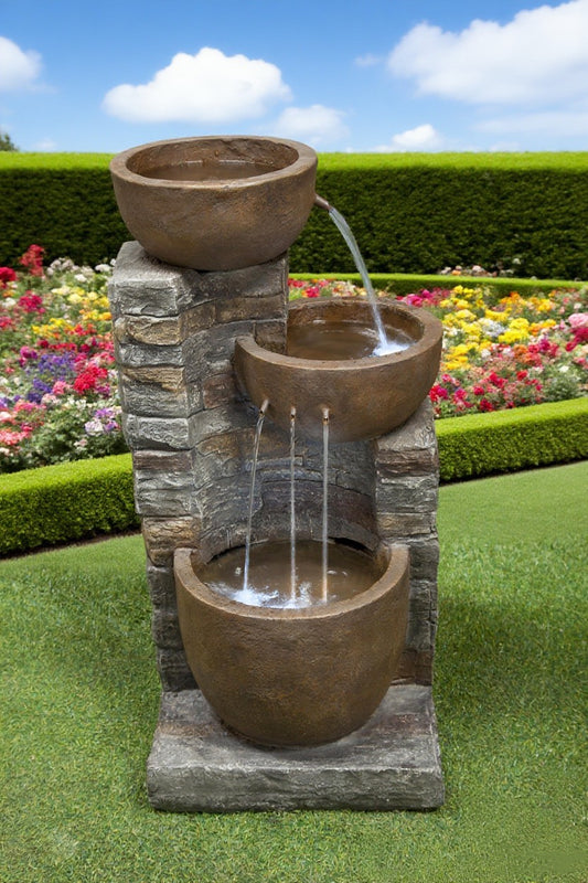 Three-tiered flowing water landscape