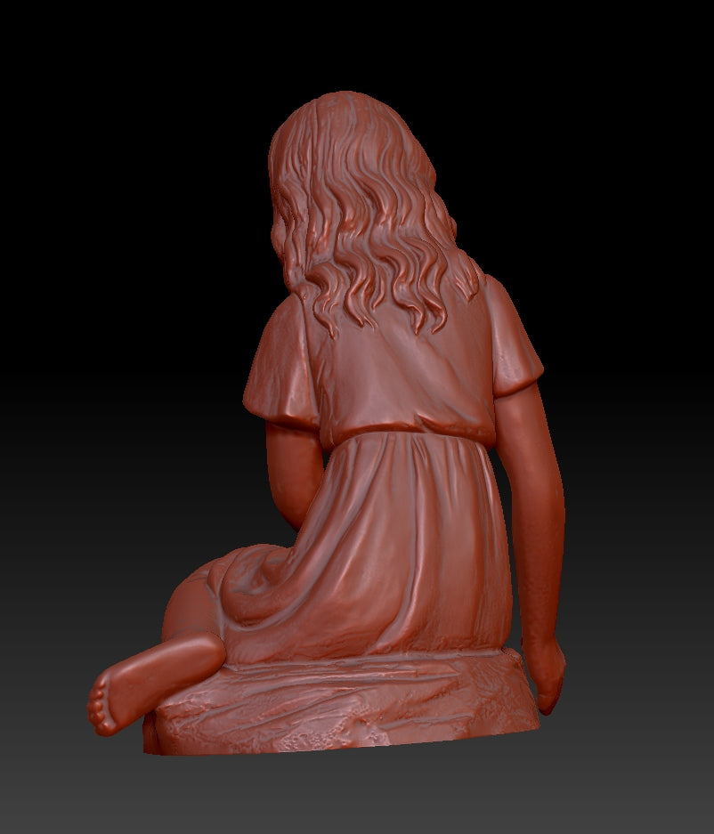 Sculpture of a Girl in the Courtyard