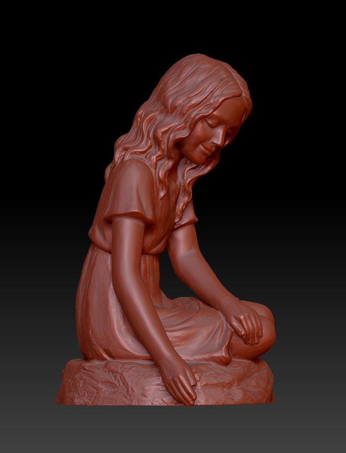 Sculpture of a Girl in the Courtyard