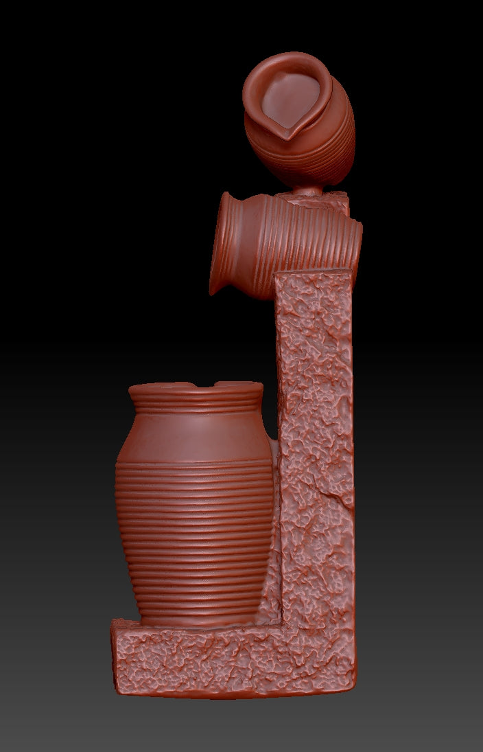 Antique pottery water flow landscape