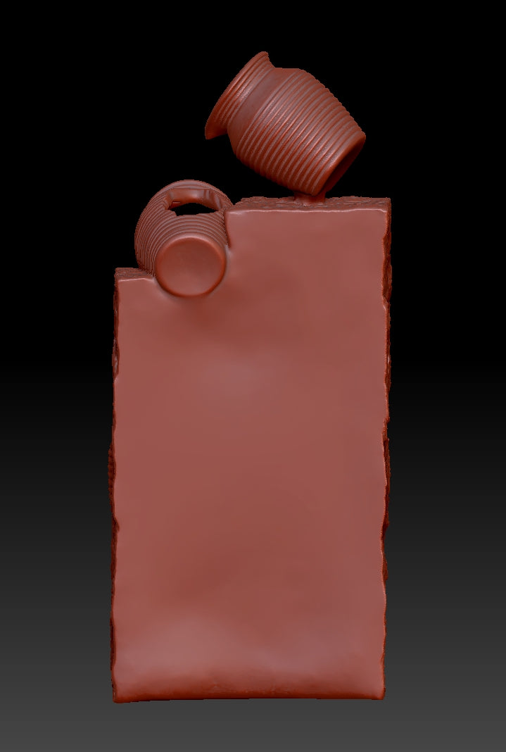 Antique pottery water flow landscape