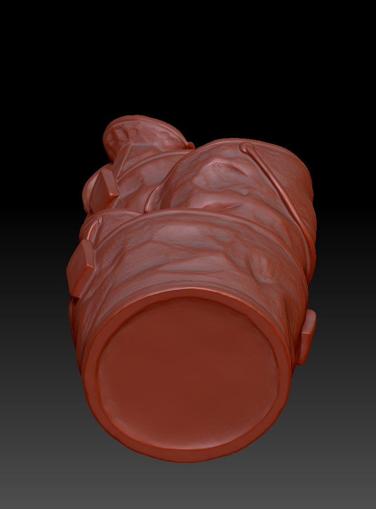 Stacking buckets and flowing water to create scenery