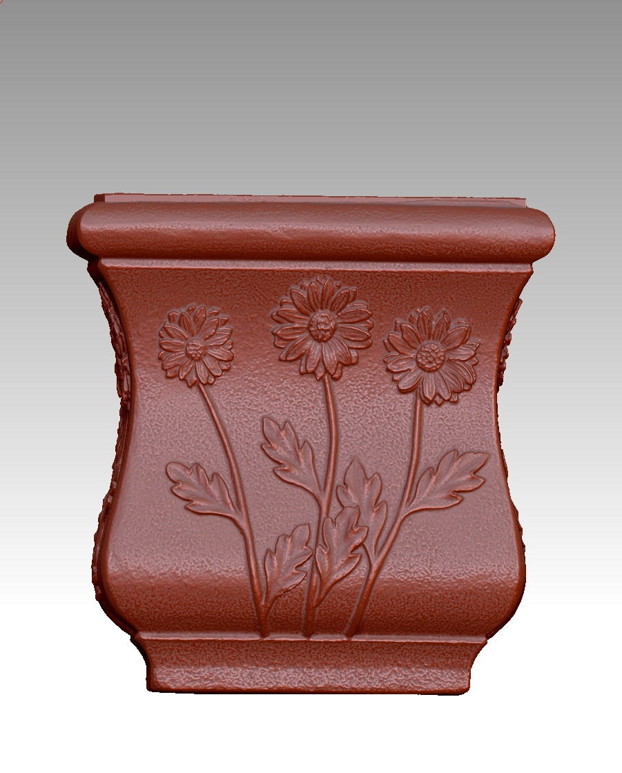 carved flower pot