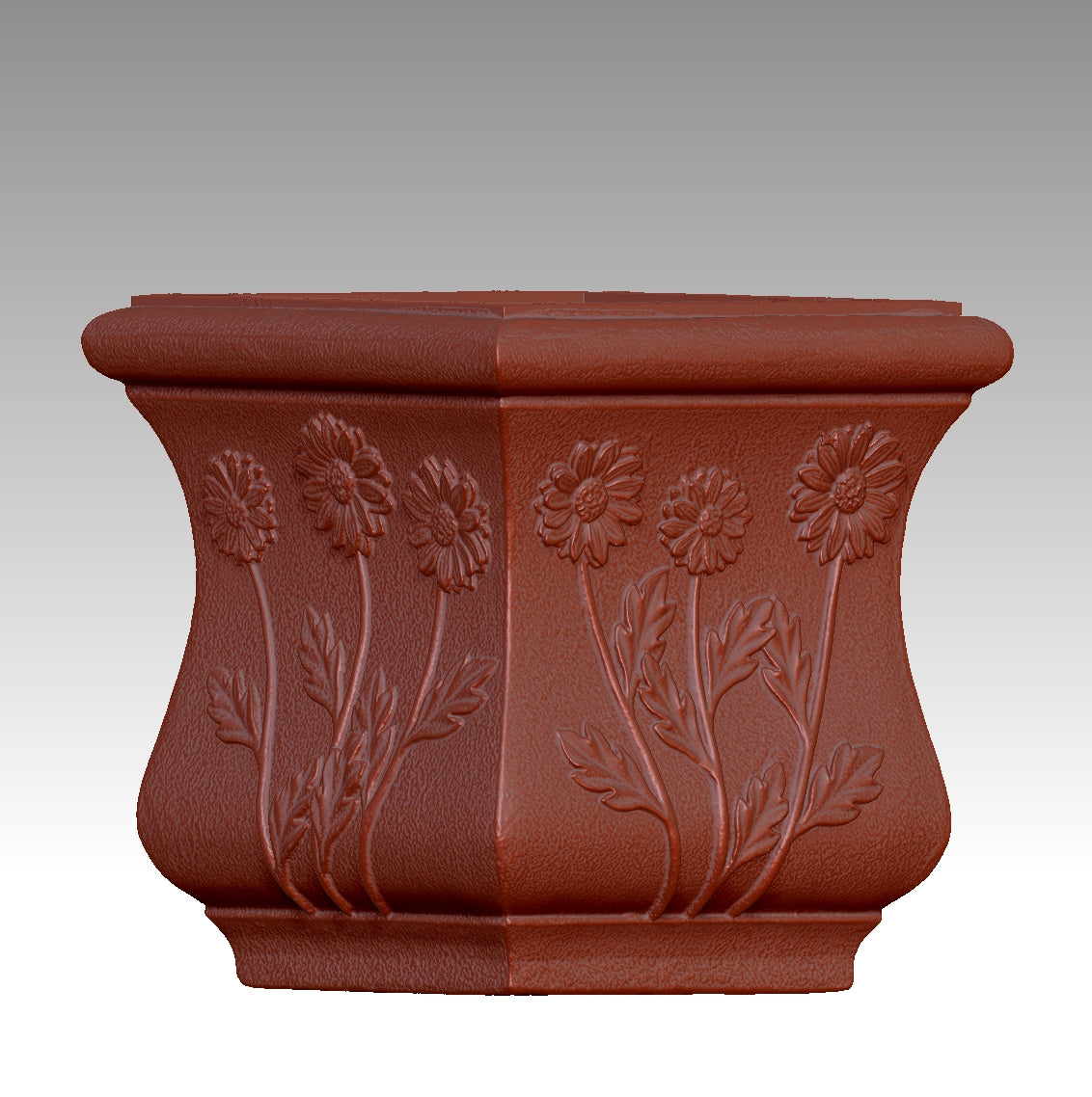 carved flower pot