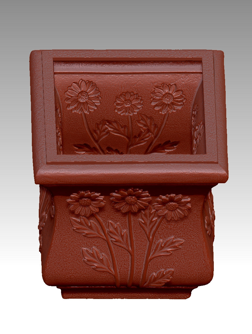 carved flower pot