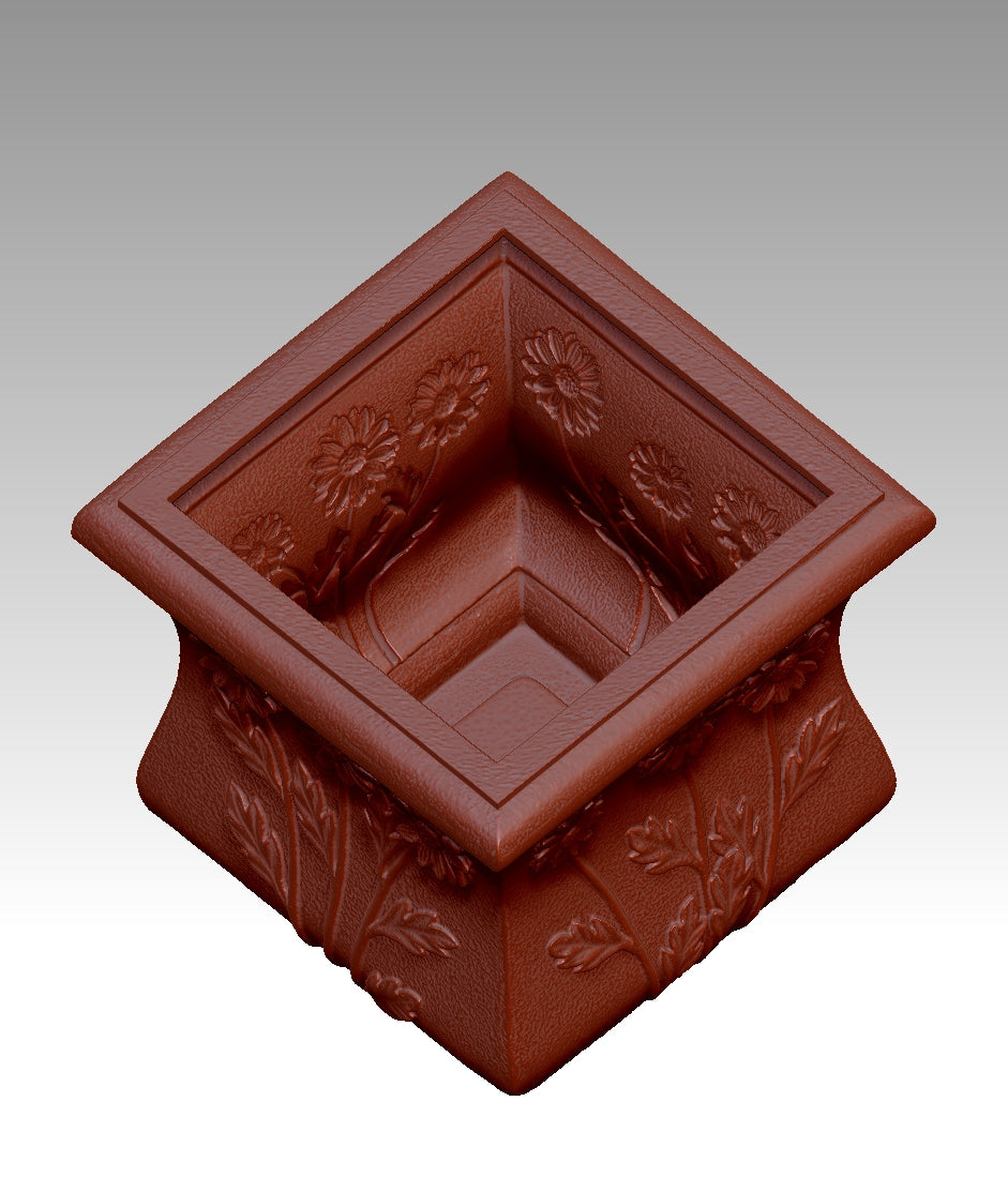 carved flower pot