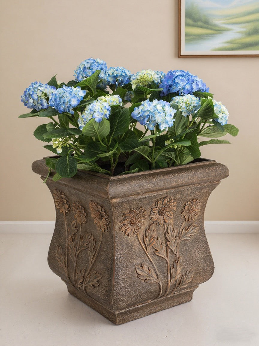 carved flower pot