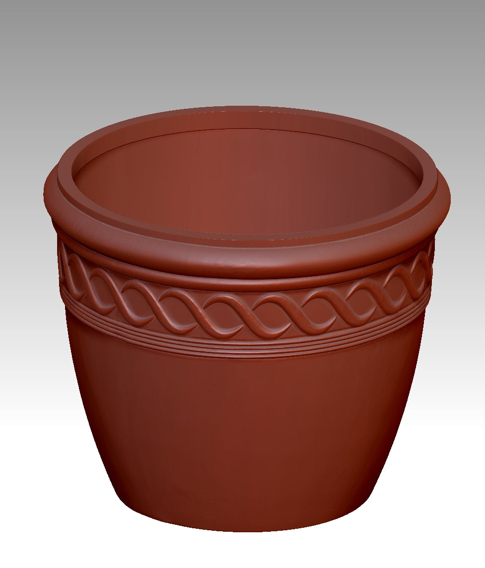 Antique carved ceramic pot model