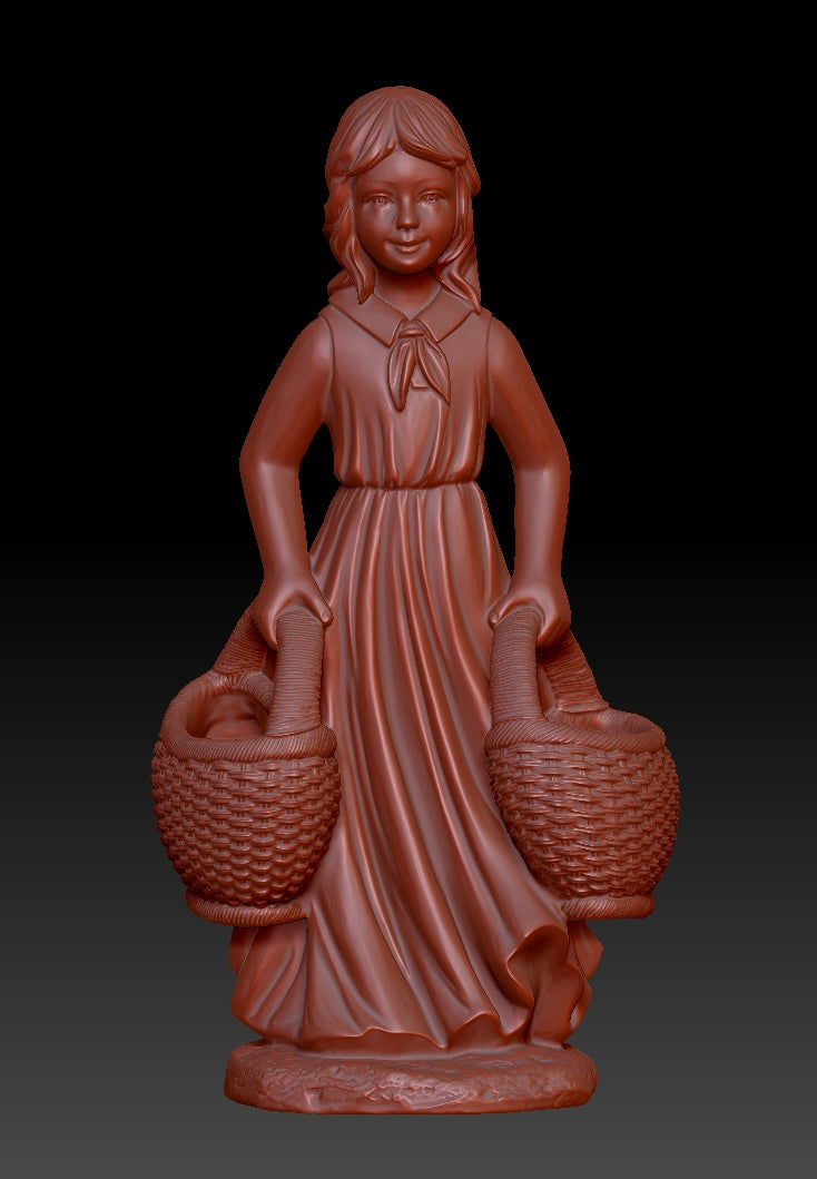 Sculpture of a Basket Carrying Girl