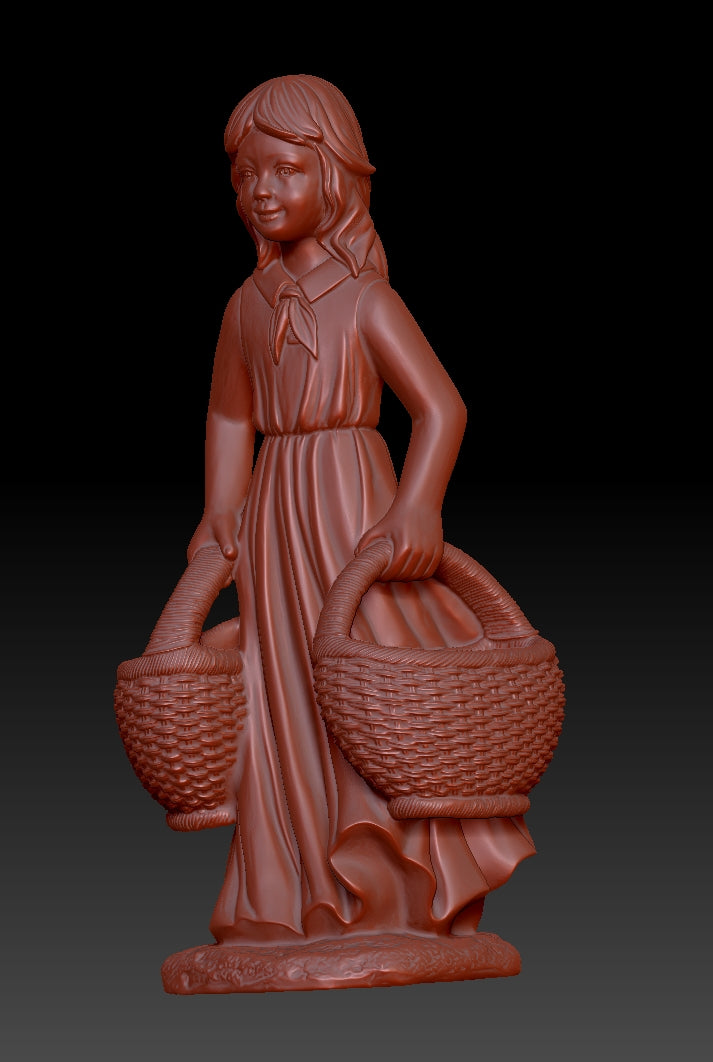 Sculpture of a Basket Carrying Girl