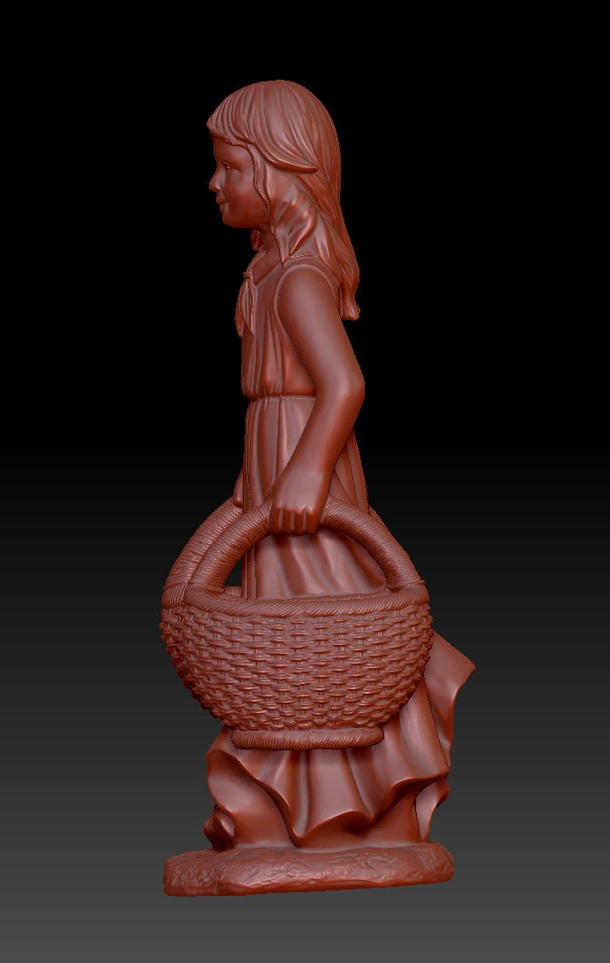 Sculpture of a Basket Carrying Girl