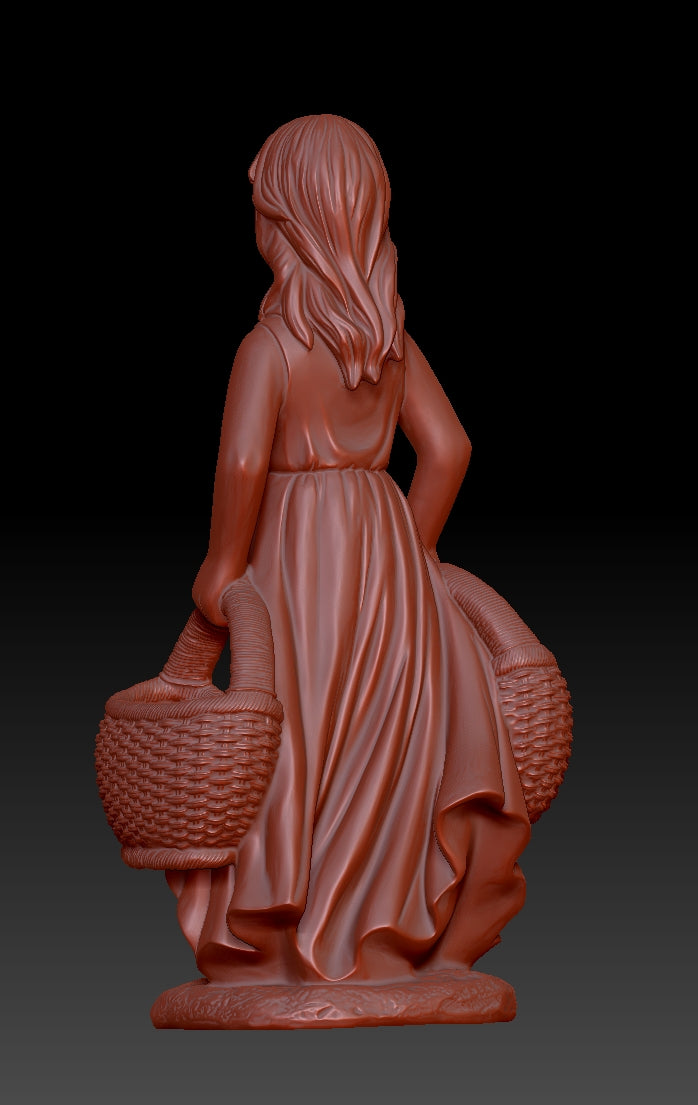 Sculpture of a Basket Carrying Girl