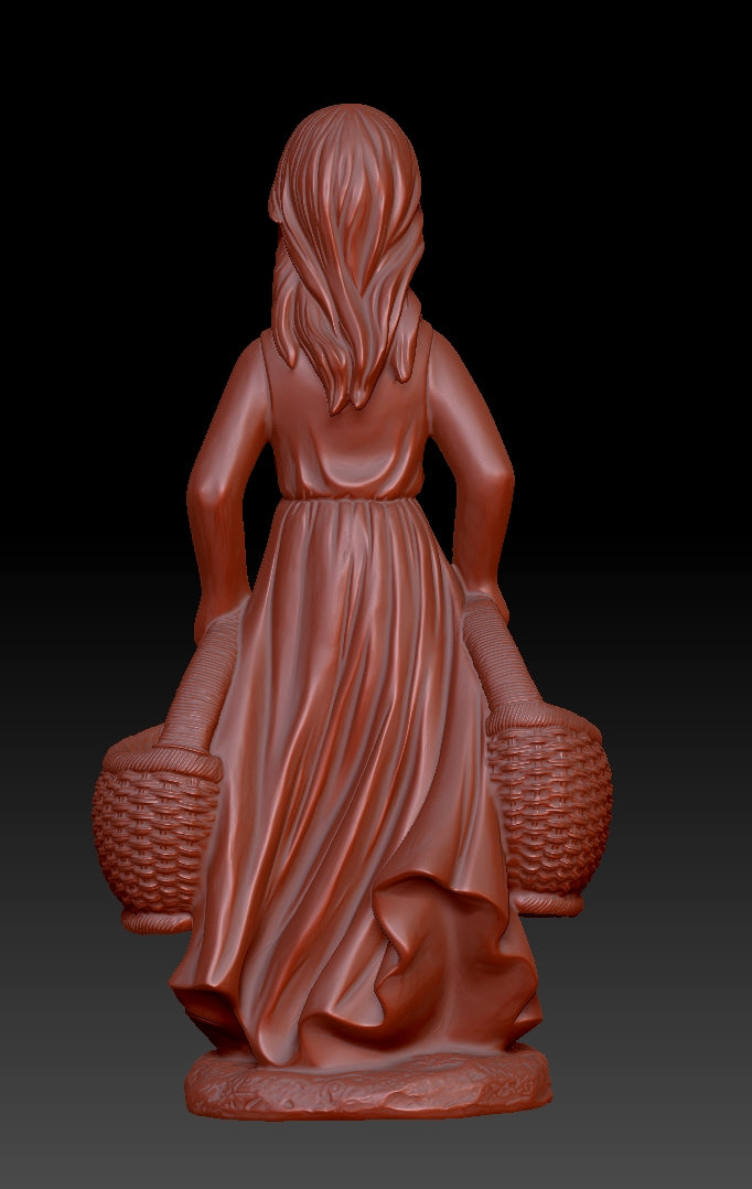 Sculpture of a Basket Carrying Girl