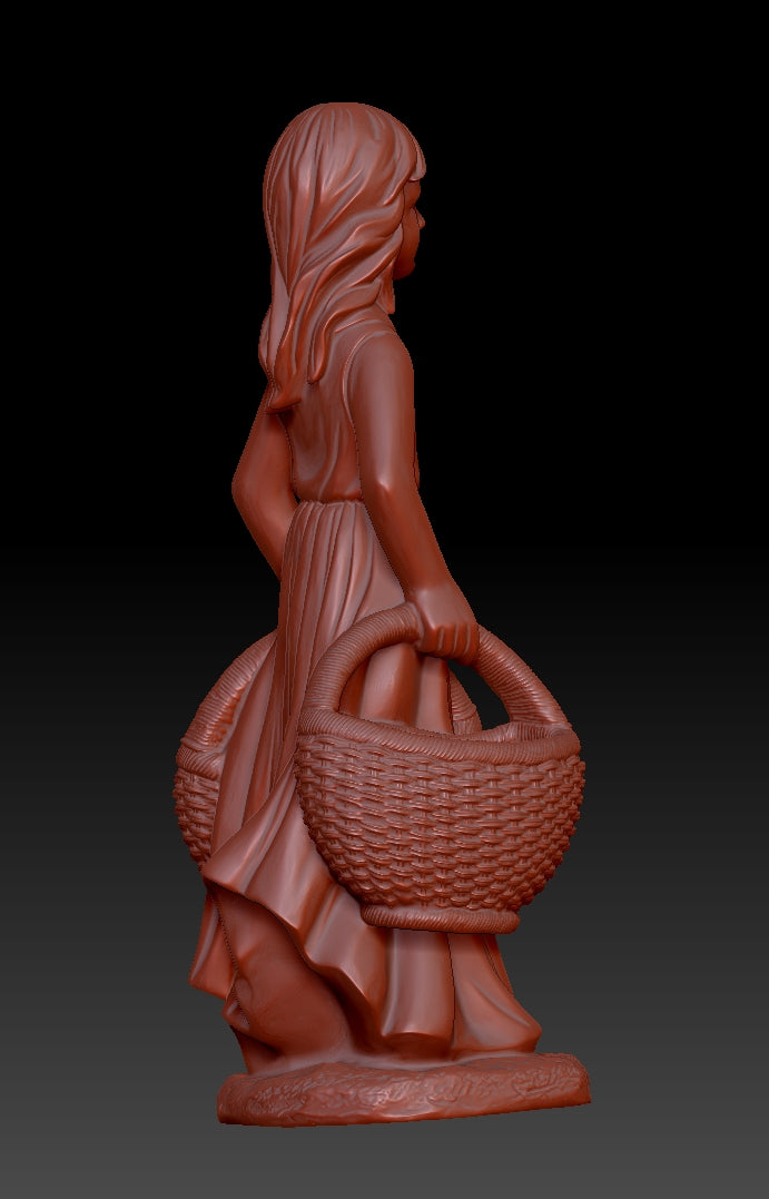 Sculpture of a Basket Carrying Girl