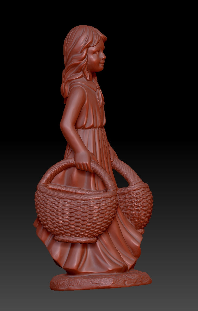 Sculpture of a Basket Carrying Girl