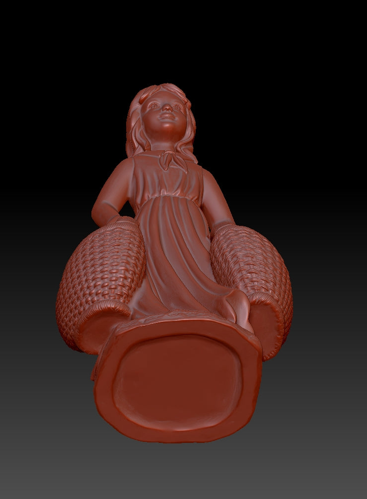 Sculpture of a Basket Carrying Girl