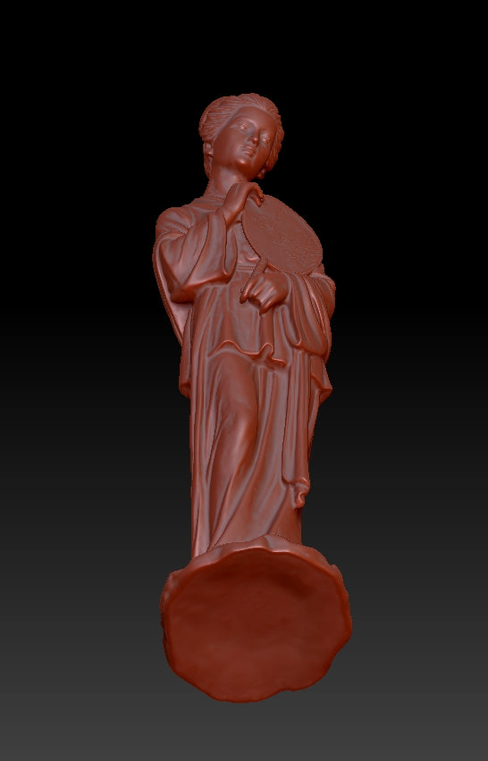 The ancient style lady holding a round fan