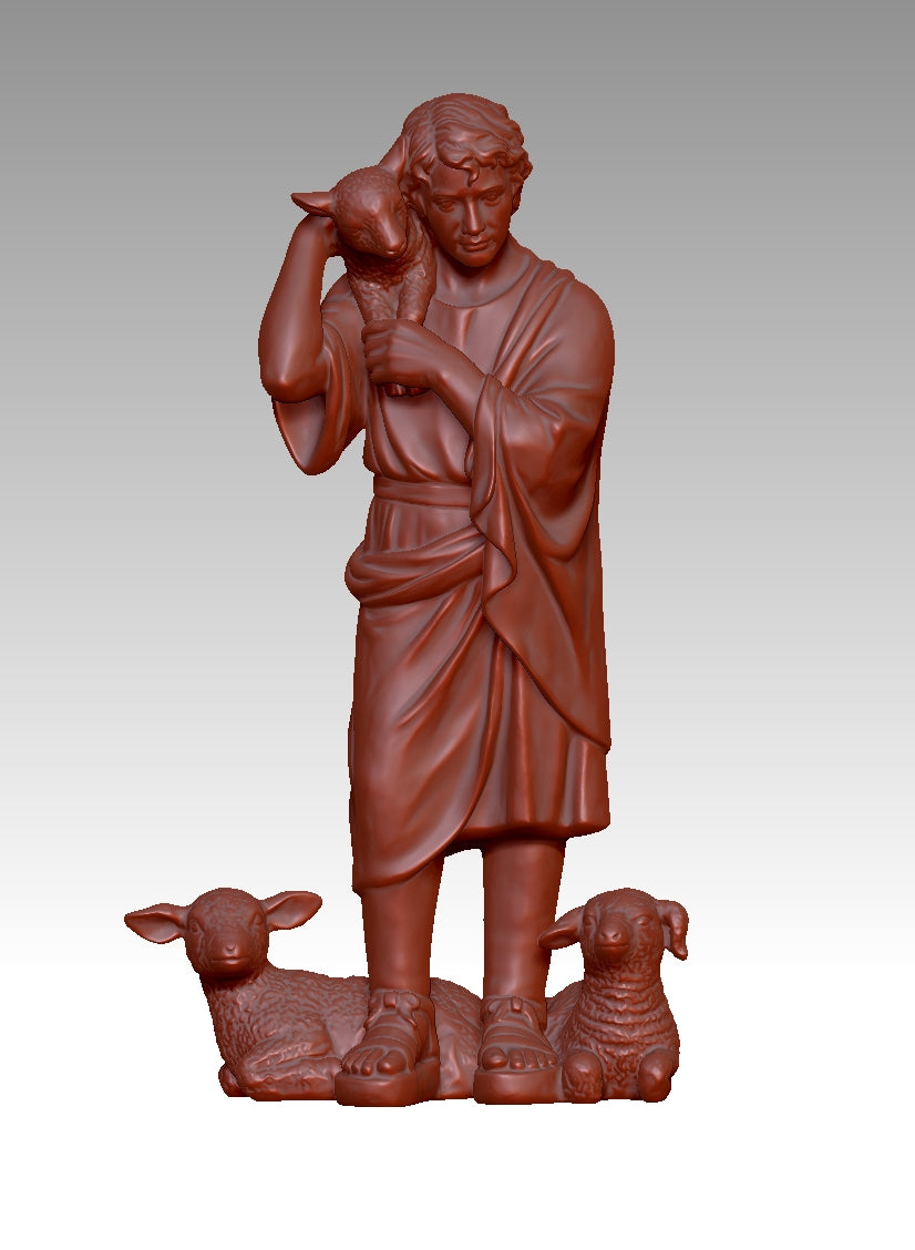 Human statues and sheep