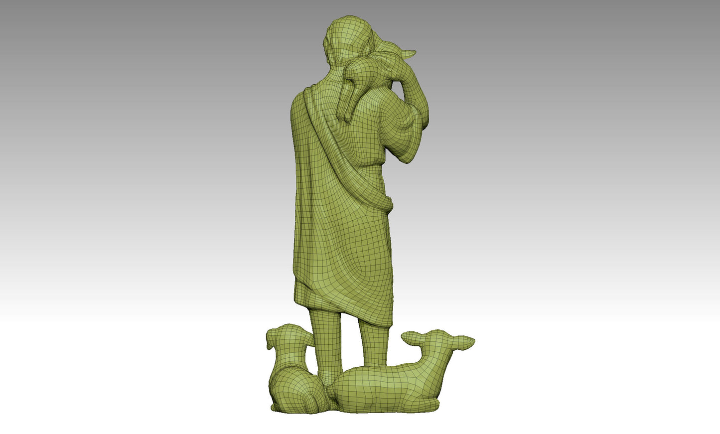 Human statues and sheep