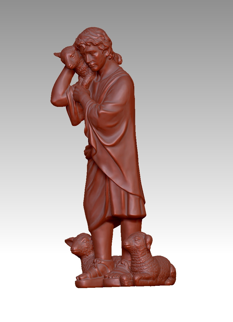 Human statues and sheep