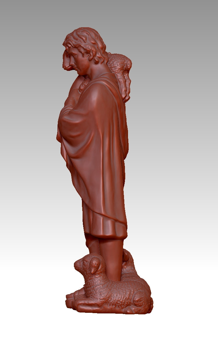 Human statues and sheep