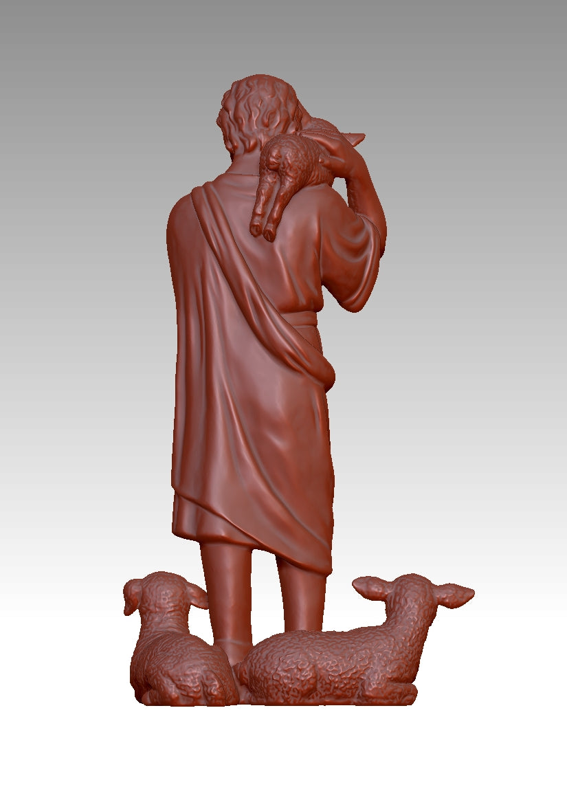 Human statues and sheep