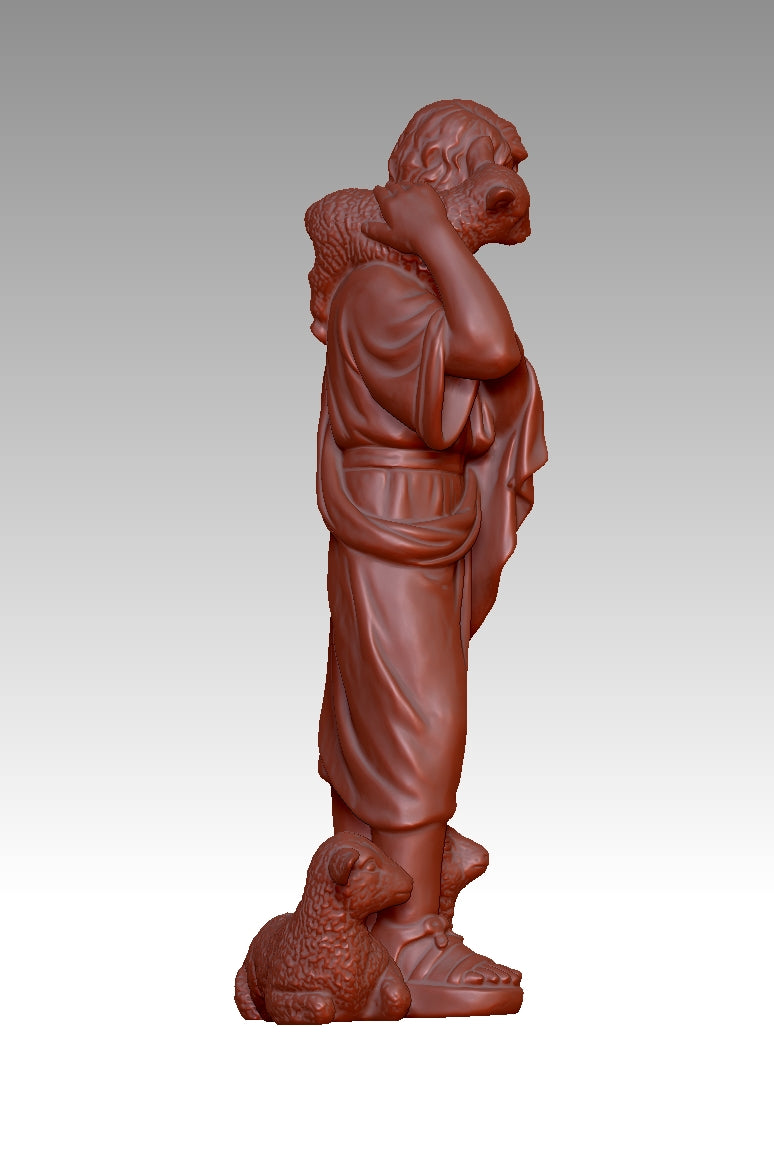 Human statues and sheep