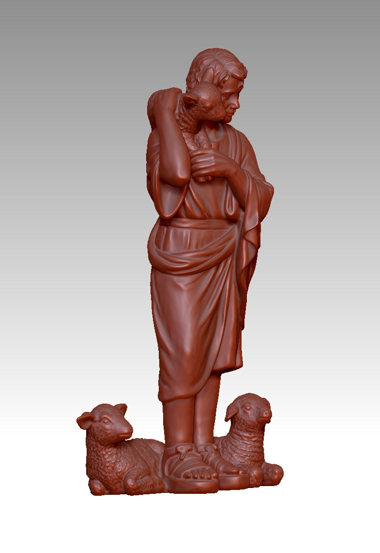 Human statues and sheep