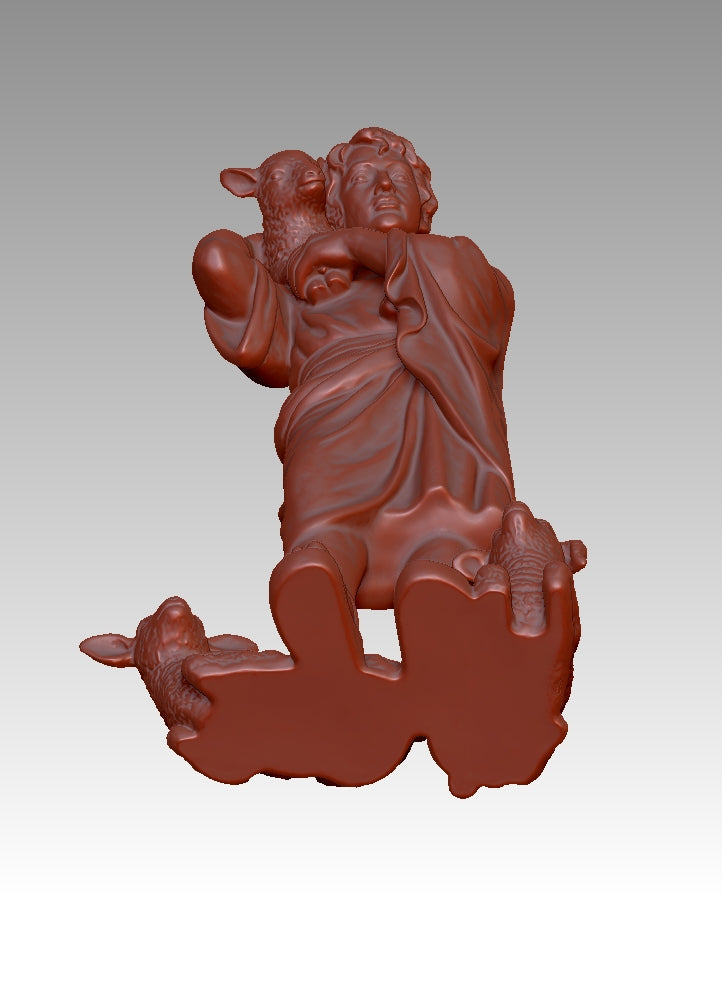 Human statues and sheep