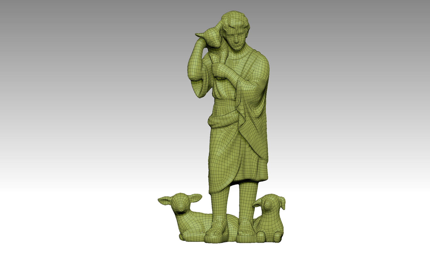 Human statues and sheep