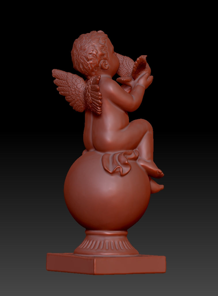 Little angel holding a bird