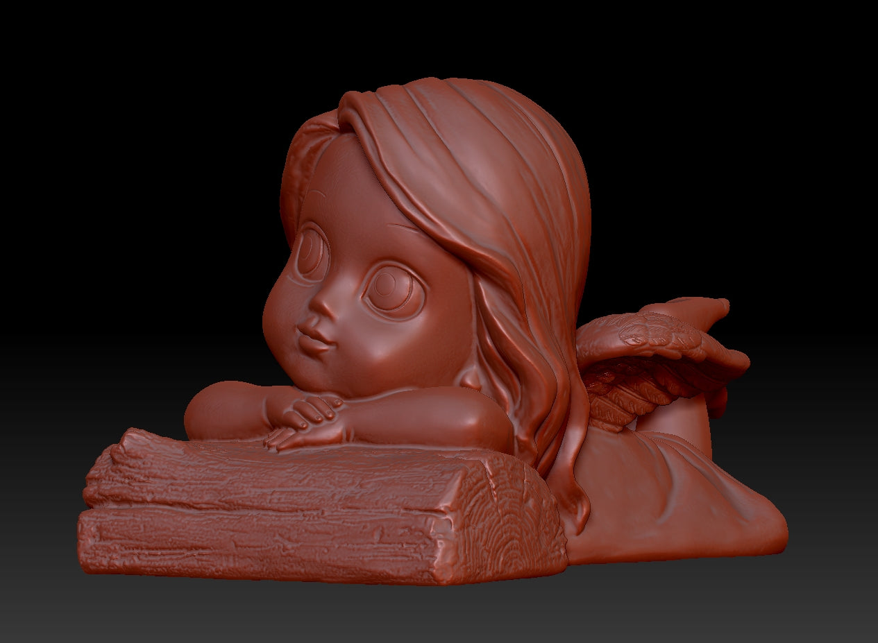 Cute girl crouching on wood