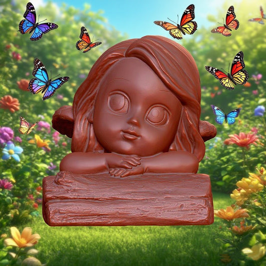 Cute girl crouching on wood