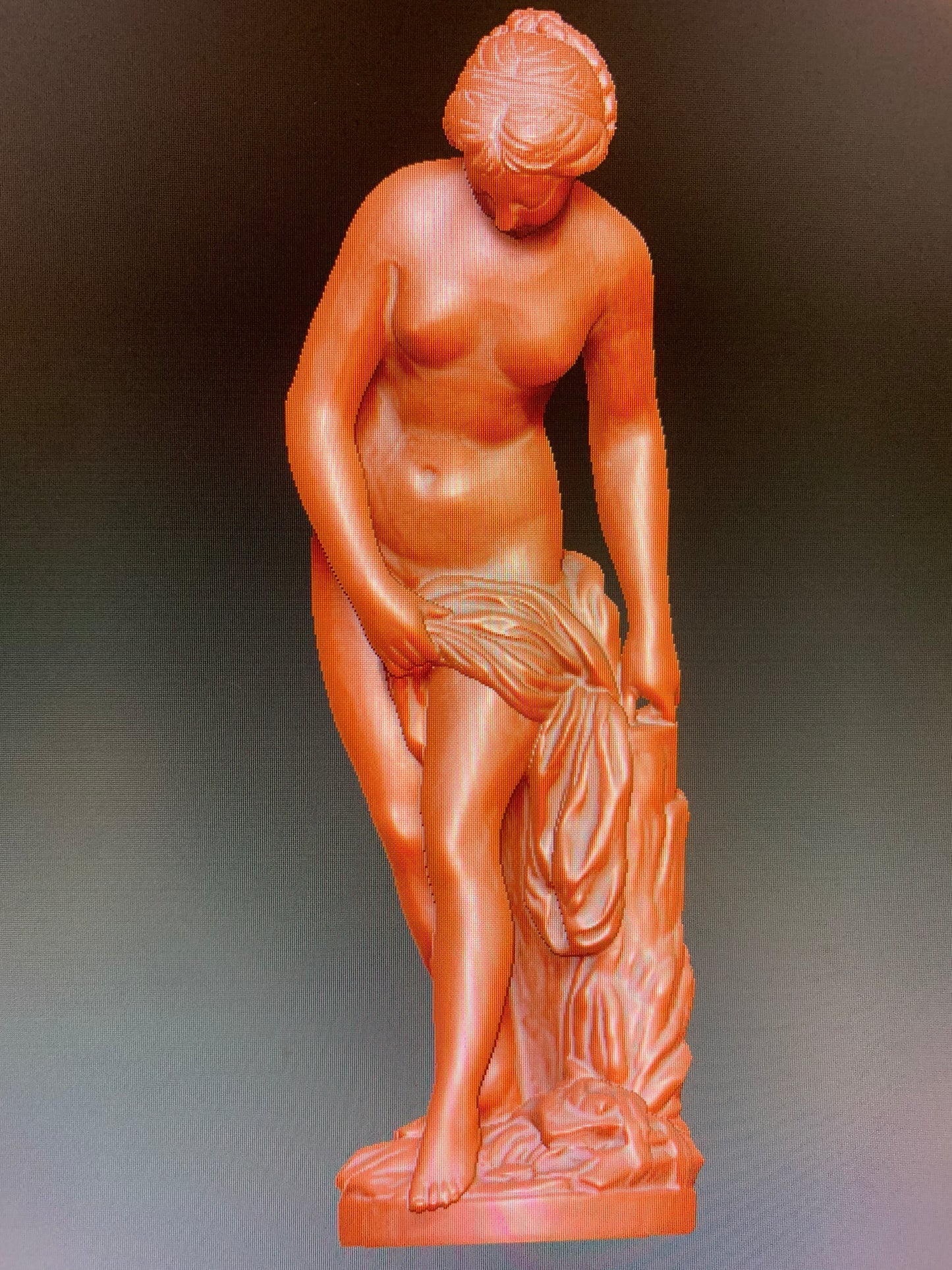 Goddess statue with lowered head