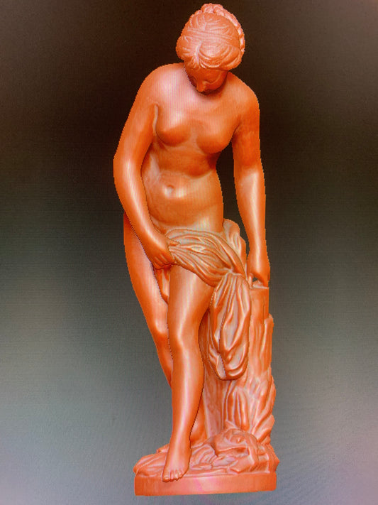 Goddess statue with lowered head