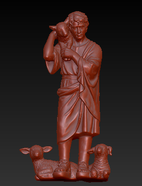 Human statues and sheep